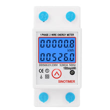 Load image into Gallery viewer, Din Rail Digital Single Phase Reset Zero Energy Meter kWh Voltage Current Power Consumption Meter Wattmeter Electricity 220V AC