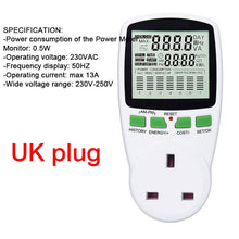 Load image into Gallery viewer, EU Digital LCD Energy watt Meter Wattmeter Wattage Electricity Kwh Power monitor Meter Measuring Measuring Outlet Power Analyzer