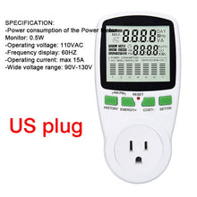Load image into Gallery viewer, EU Digital LCD Energy watt Meter Wattmeter Wattage Electricity Kwh Power monitor Meter Measuring Measuring Outlet Power Analyzer