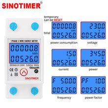 Load image into Gallery viewer, Din Rail Digital Single Phase Reset Zero Energy Meter kWh Voltage Current Power Consumption Meter Wattmeter Electricity 220V AC
