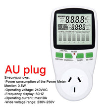 Load image into Gallery viewer, EU Digital LCD Energy watt Meter Wattmeter Wattage Electricity Kwh Power monitor Meter Measuring Measuring Outlet Power Analyzer
